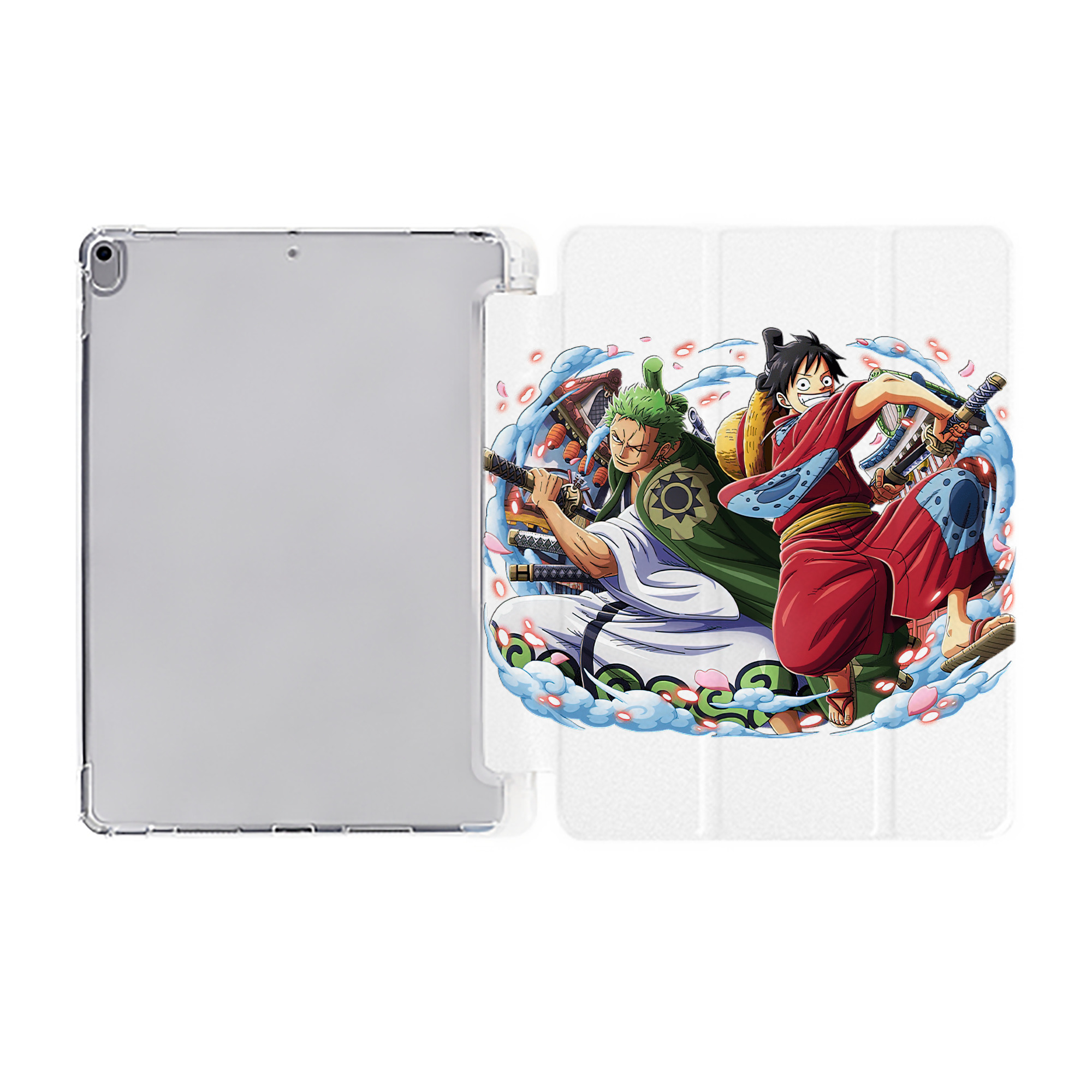 （画像用） ワンピース モンキー・D・ルフィ ONE PIECE Monkey D. Luffy IPad ケース ペン収納付き 三つ折りスタンド PUレザー×シリコン 対応機種9.5/10.5/10.9インチ